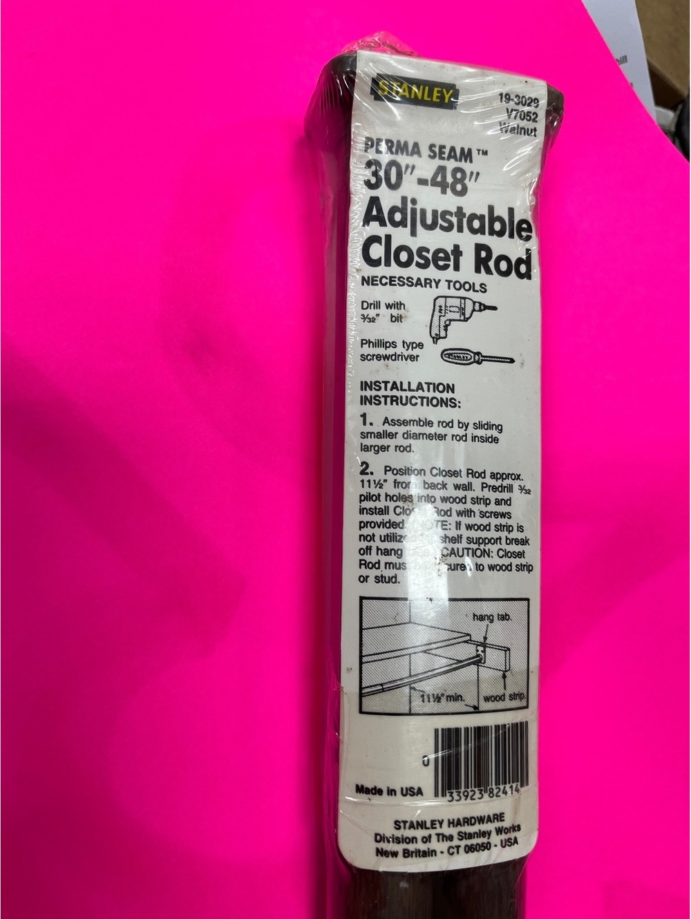 Lot of 4 Stanley Perma Seam 30"-48" Adjustable Closet Rod Walnut Finish